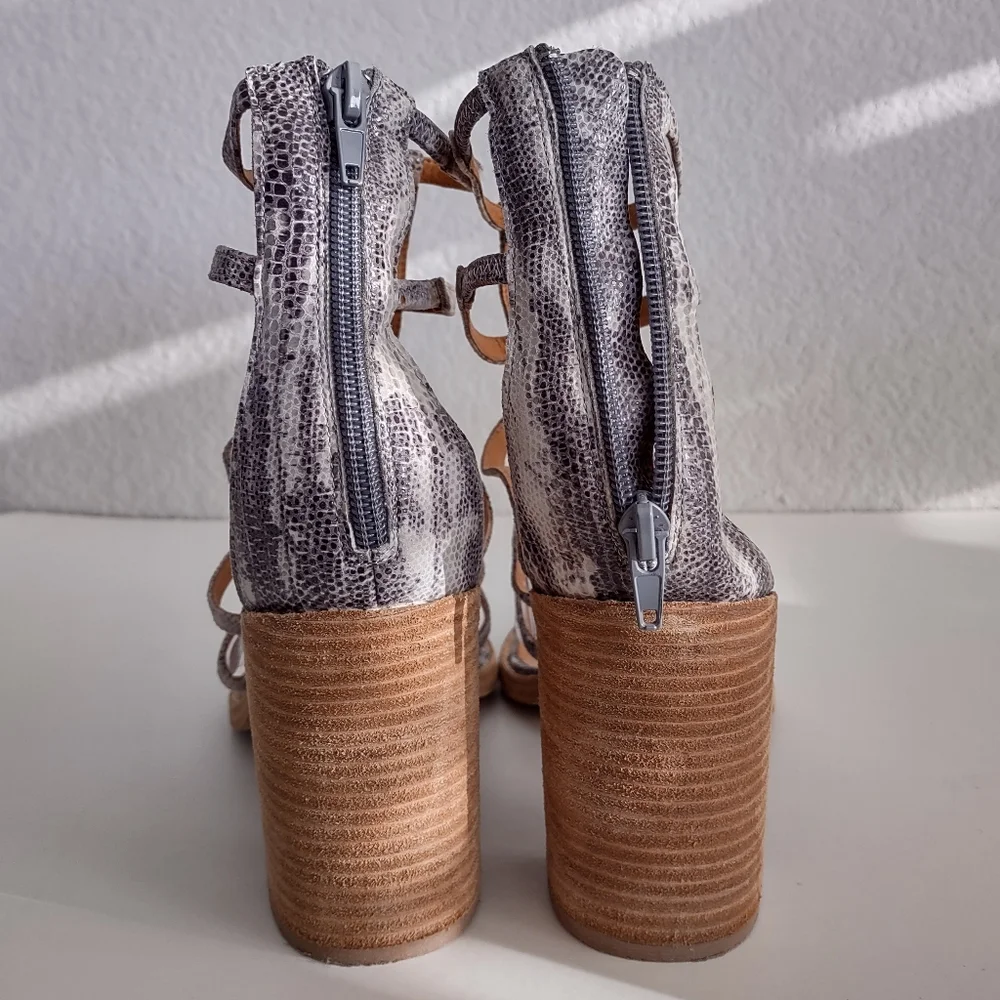 JEFFREY CAMPBELL Size 41 Genuine Snake Leather Ankle Zip Gladiator Sandals Shoes - Picture 7 of 14